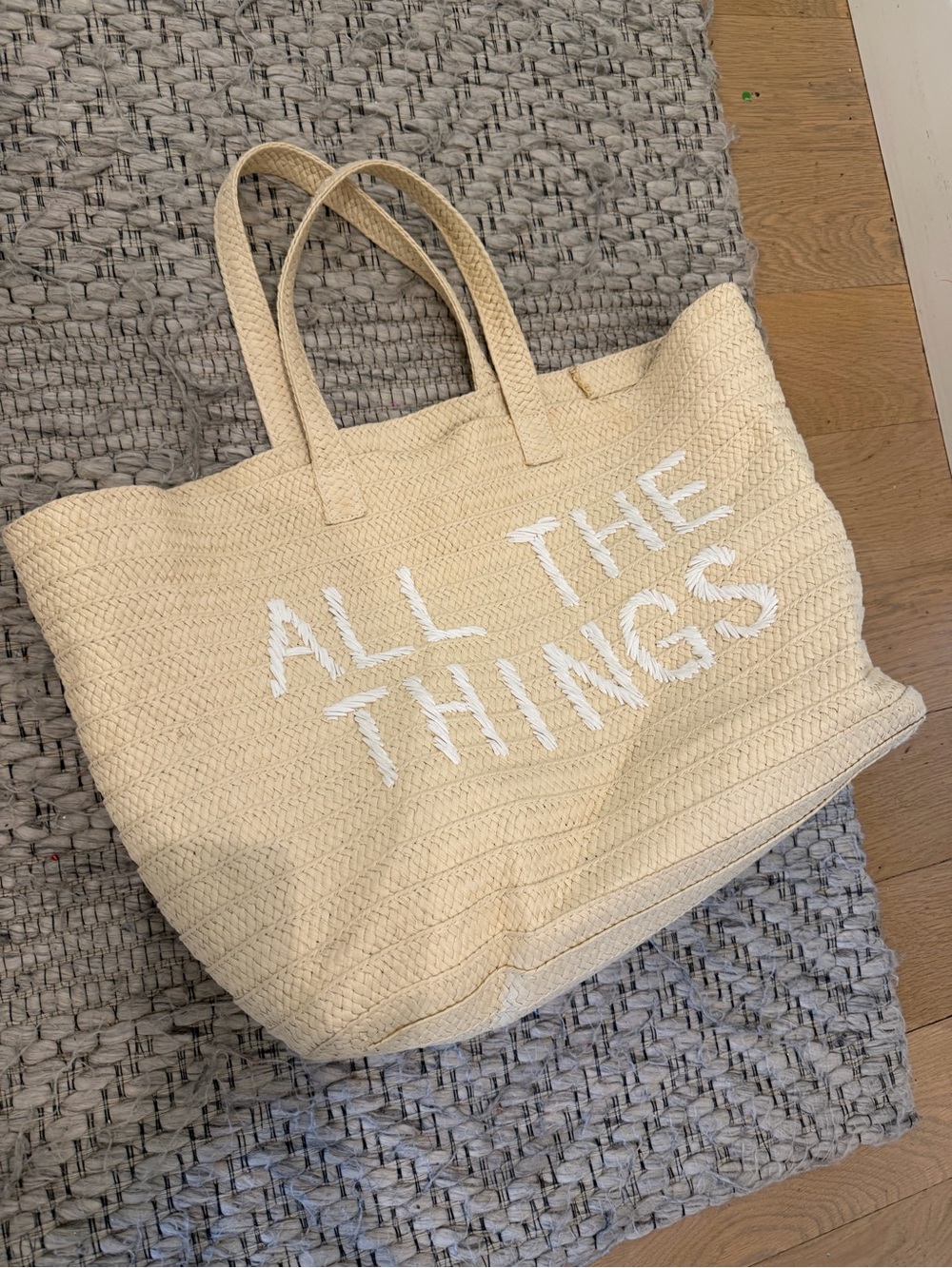 Everyday Cream Tote with Embroidered Slogan